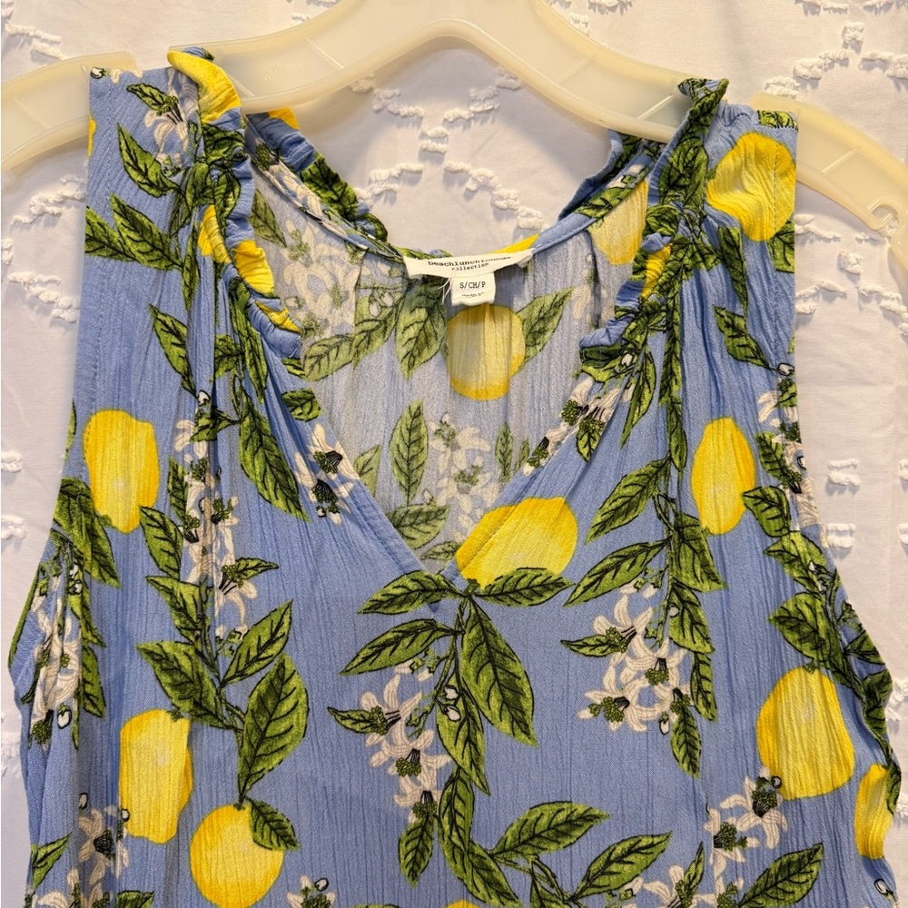 Beach Lunch Lounge lemon drop tiered ruffle dress women small - Picture 6 of 8